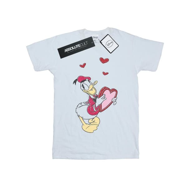 Disney Womens/Ladies Donald Duck Love Heart Cotton Boyfriend T-Shirt