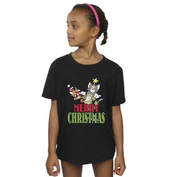 Tom And Jerry T-shirt i bomull med julkulor för flickor