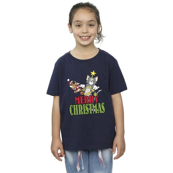 Tom And Jerry T-shirt i bomull med julkulor för flickor