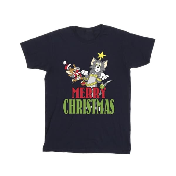 Tom And Jerry T-shirt i bomull med julkulor för flickor