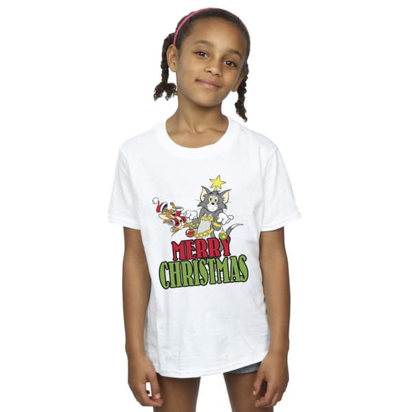 Tom And Jerry T-shirt i bomull med julkulor för flickor