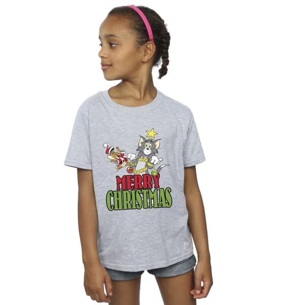 Tom And Jerry T-shirt i bomull med julkulor för flickor