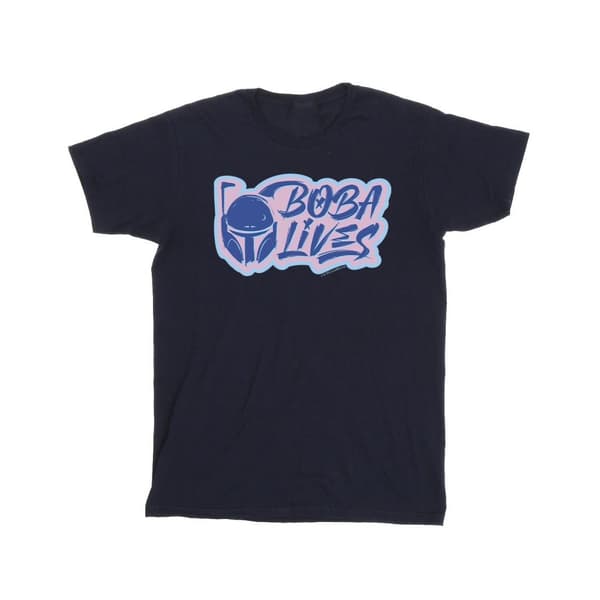 Star Wars T-shirt i bomull med ficka och liv i boken om Boba Fett för flickor Navy Blue 3-4 Years