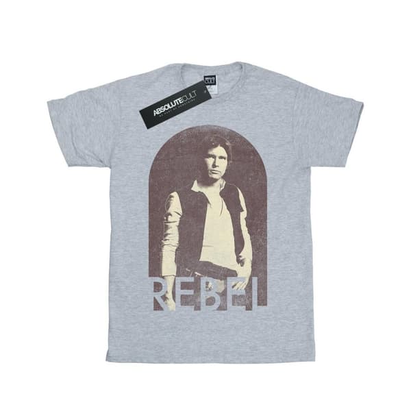 Star Wars Girls Han Solo Rebel Cotton T-Shirt Sports Grey 12-13 Years