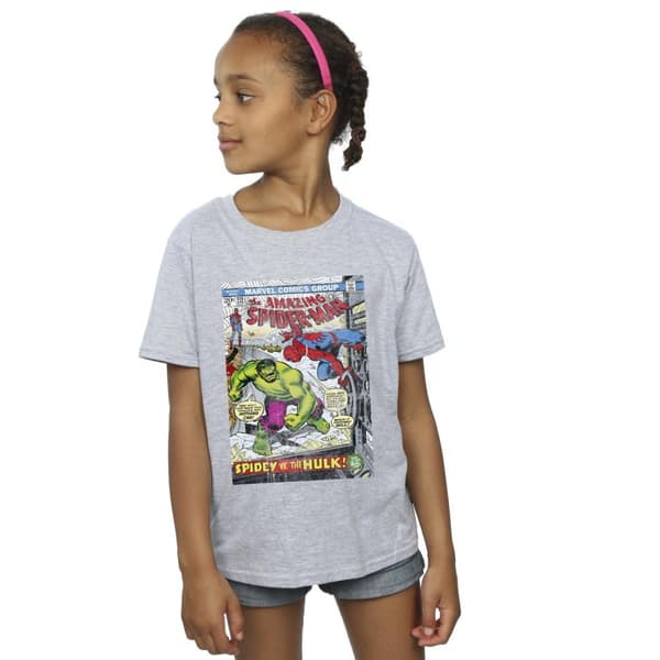 Marvel Spider-Man VS Hulk - T-shirt i bomull med omslag för flickor