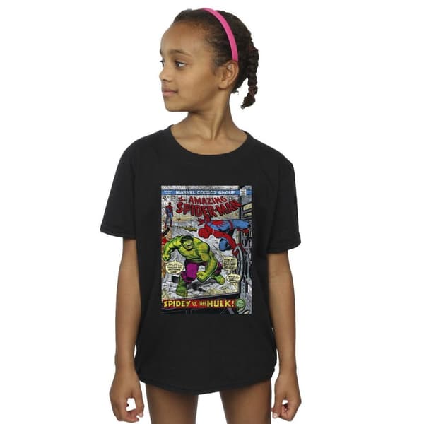 Marvel Spider-Man VS Hulk - T-shirt i bomull med omslag för flickor