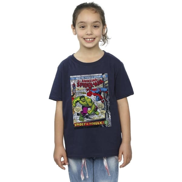 Marvel Spider-Man VS Hulk - T-shirt i bomull med omslag för flickor