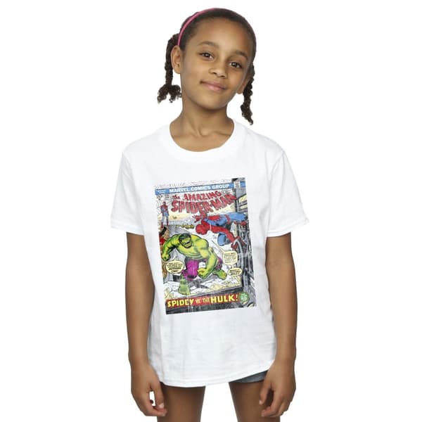 Marvel Girls Spider-Man VS Hulk Cover Cotton T-Shirt