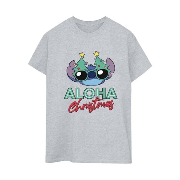 Disney Dam/Tjej Lilo And Stitch Christmas Tree Shades Boyfriend T-shirt i bomull