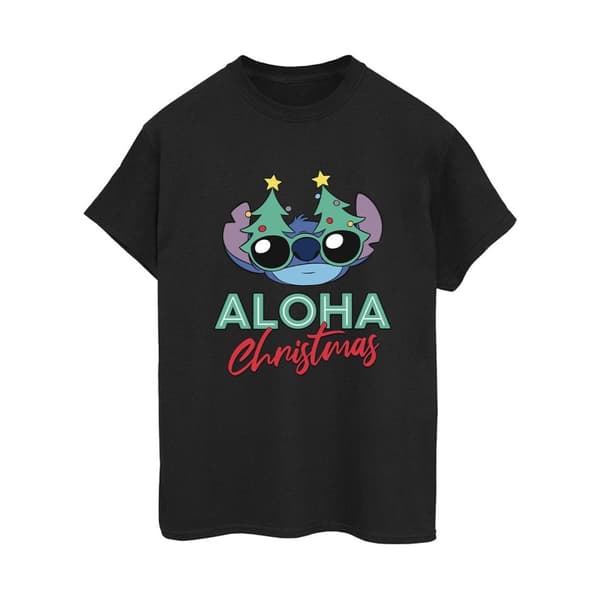 Disney Dam/Tjej Lilo And Stitch Christmas Tree Shades Boyfriend T-shirt i bomull