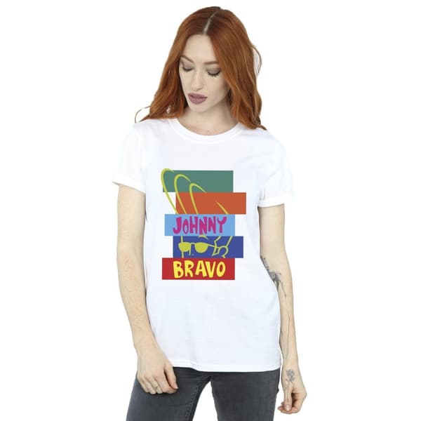 Johnny Bravo Womens/Ladies Rectangle Pop Art Cotton Boyfriend T-Shirt