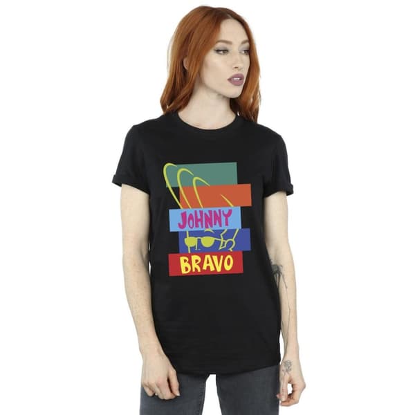 Johnny Bravo Womens/Ladies Rectangle Pop Art Cotton Boyfriend T-Shirt