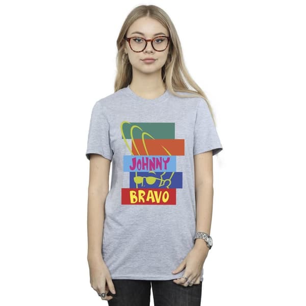 Johnny Bravo Womens/Ladies Rectangle Pop Art Cotton Boyfriend T-Shirt