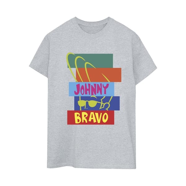 Johnny Bravo Womens/Ladies Rectangle Pop Art Cotton Boyfriend T-Shirt