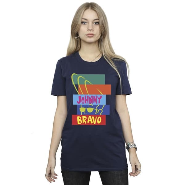 Johnny Bravo Womens/Ladies Rectangle Pop Art Cotton Boyfriend T-Shirt
