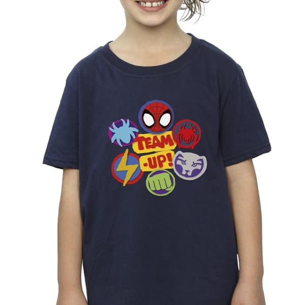 Marvel T-shirt i bomull för flickor Spidey And His Amazing Friends Team Up