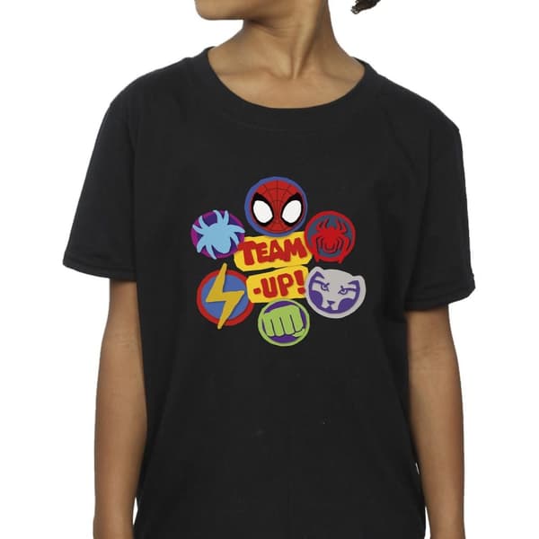 Marvel T-shirt i bomull för flickor Spidey And His Amazing Friends Team Up