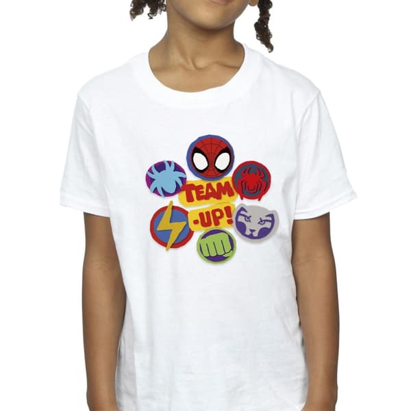 Marvel T-shirt i bomull för flickor Spidey And His Amazing Friends Team Up