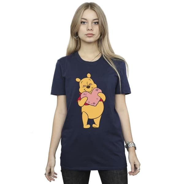Disney Dam / Dam Winnie The Pooh Hjärta Ögon Bomull Boyfriend T-shirt