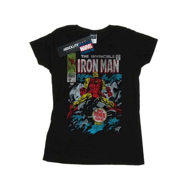 Marvel Womens/Ladies Invincible Iron Man Distressed Issue One Cotton T-Shirt