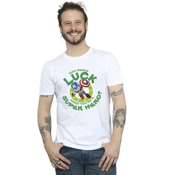 Marvel Mens St Patrick´s Day Captain America Luck T-shirt