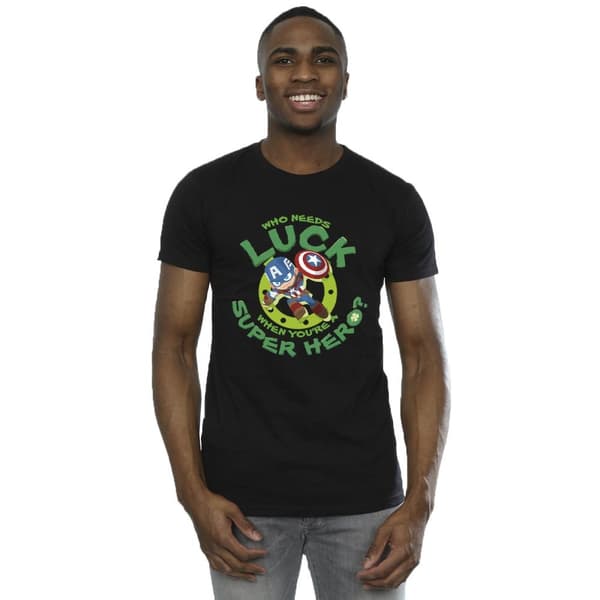 Marvel Mens St Patrick´s Day Captain America Luck T-shirt
