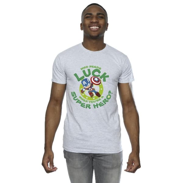 Marvel Mens St Patrick´s Day Captain America Luck T-shirt
