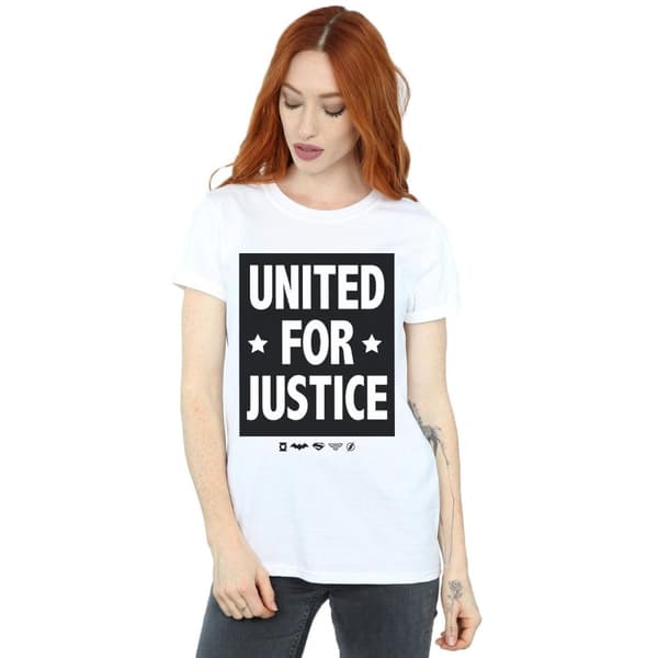 DC Comics Womens/Ladies Justice League United For Justice Cotton Boyfriend T-Shirt
