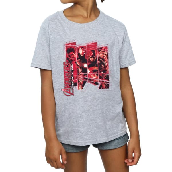 Marvel T-shirt i bomull med collage av Avengers-laget för flickor