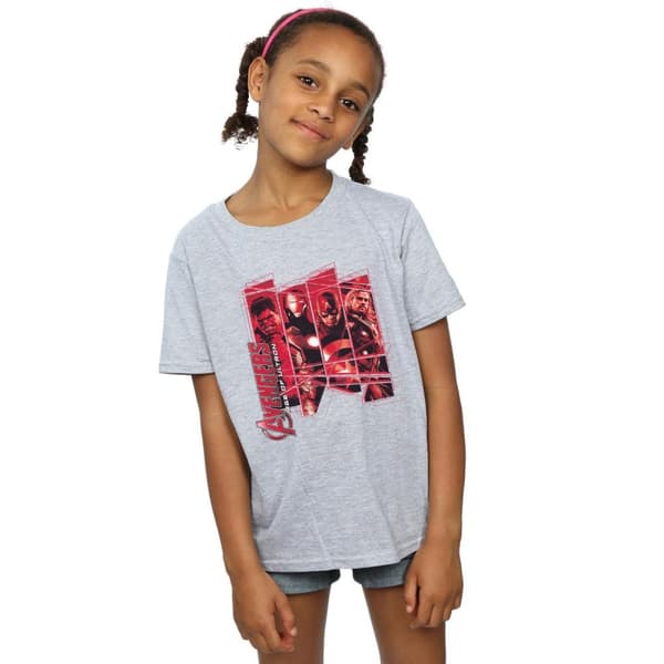 Marvel T-shirt i bomull med collage av Avengers-laget för flickor