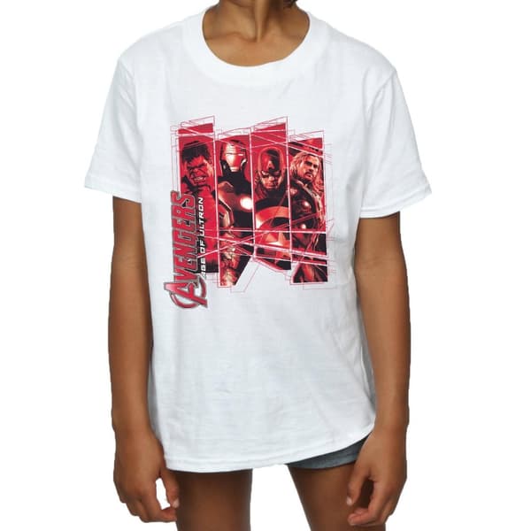 Marvel T-shirt i bomull med collage av Avengers-laget för flickor