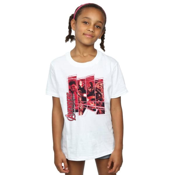 Marvel T-shirt i bomull med collage av Avengers-laget för flickor