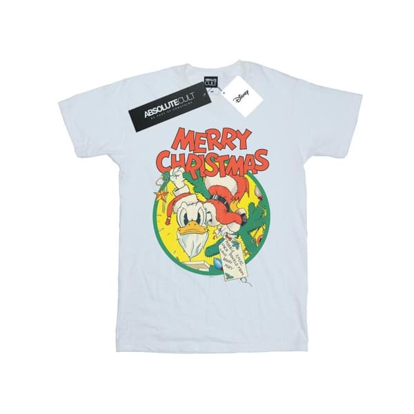 Disney Dam/Tjej Kalle Anka God Jul Bomull Boyfriend T-shirt