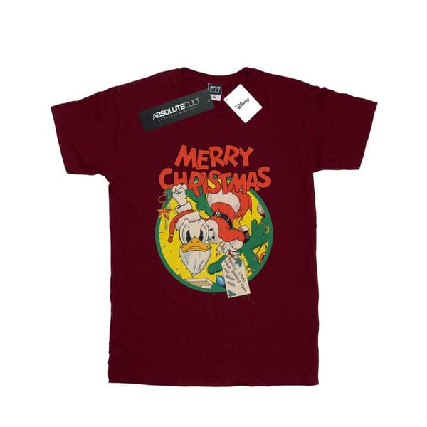 Disney Dam/Tjej Kalle Anka God Jul Bomull Boyfriend T-shirt