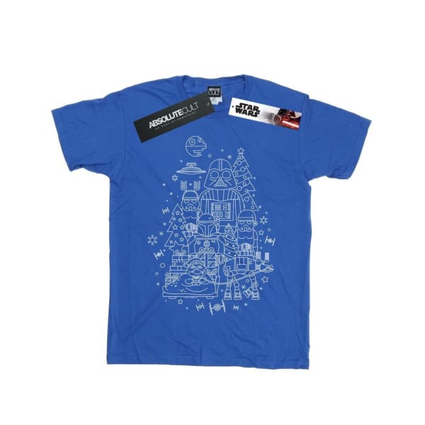 Star Wars Womens/Ladies Empire Christmas Cotton Boyfriend T-Shirt Royal Blue M