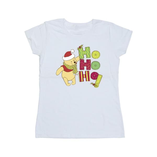 Disney Womens/Ladies Winnie The Pooh Ho Ho Ho Scarf Cotton T-Shirt