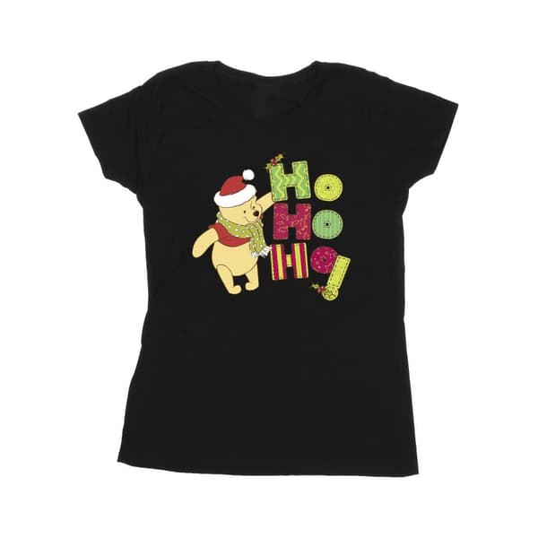 Disney Womens/Ladies Winnie The Pooh Ho Ho Ho Scarf Cotton T-Shirt