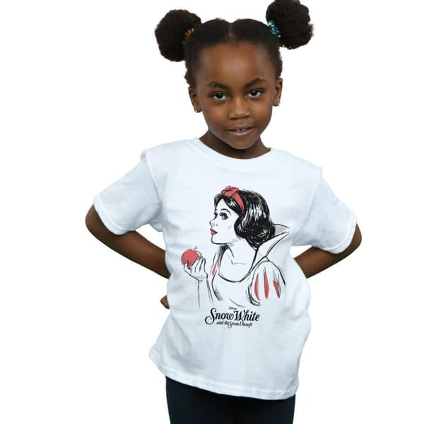 Disney Girls Snow White Apple Sketch Cotton T-Shirt