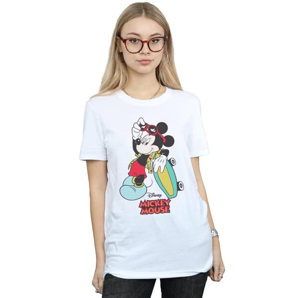 Disney Womens/Ladies Mickey Mouse Skate Dude Cotton Boyfriend T-Shirt