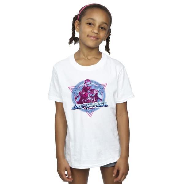 Marvel Girls Thor Love And Thunder Neon Badge Cotton T-Shirt