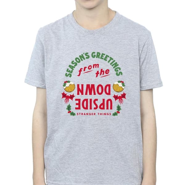 Netflix Stranger Things Upside Down - T-shirt med årstidshälsningar för pojkar