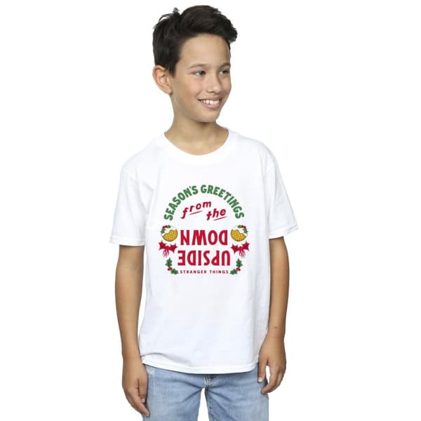 Netflix Stranger Things Upside Down - T-shirt med årstidshälsningar för pojkar