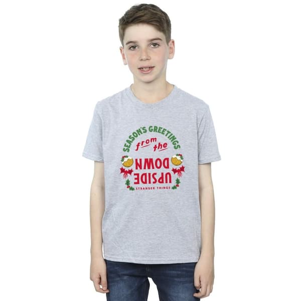 Netflix Stranger Things Upside Down - T-shirt med årstidshälsningar för pojkar