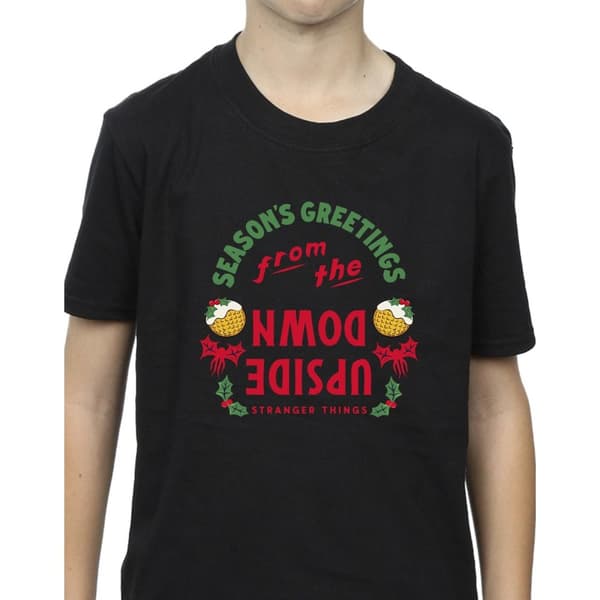 Netflix Stranger Things Upside Down - T-shirt med årstidshälsningar för pojkar