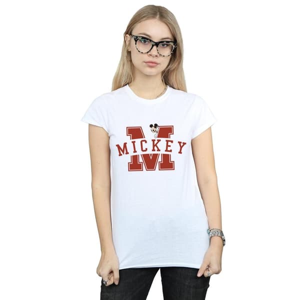 Disney Womens/Ladies Mickey Mouse Letter Peak Cotton T-Shirt