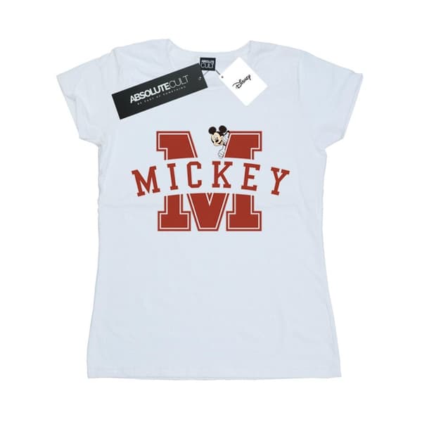 Disney Womens/Ladies Mickey Mouse Letter Peak Cotton T-Shirt