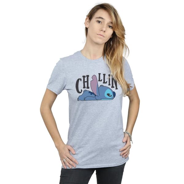Disney Womens/Ladies Lilo And Stitch Chillin Cotton Boyfriend T-Shirt