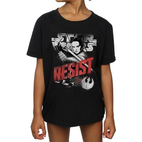 Star Wars Girls The Last Jedi Rey Resist Cotton T-Shirt