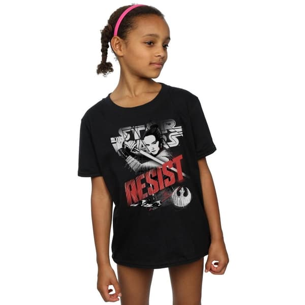 Star Wars Girls The Last Jedi Rey Resist Cotton T-Shirt