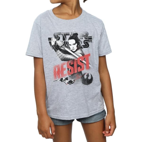 Star Wars Girls The Last Jedi Rey Resist Cotton T-Shirt